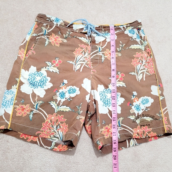 Tommy Bahama Relax Swim Trunks Mens Medium Brown Floral Board Shorts Drawstring - Picture 9 of 13